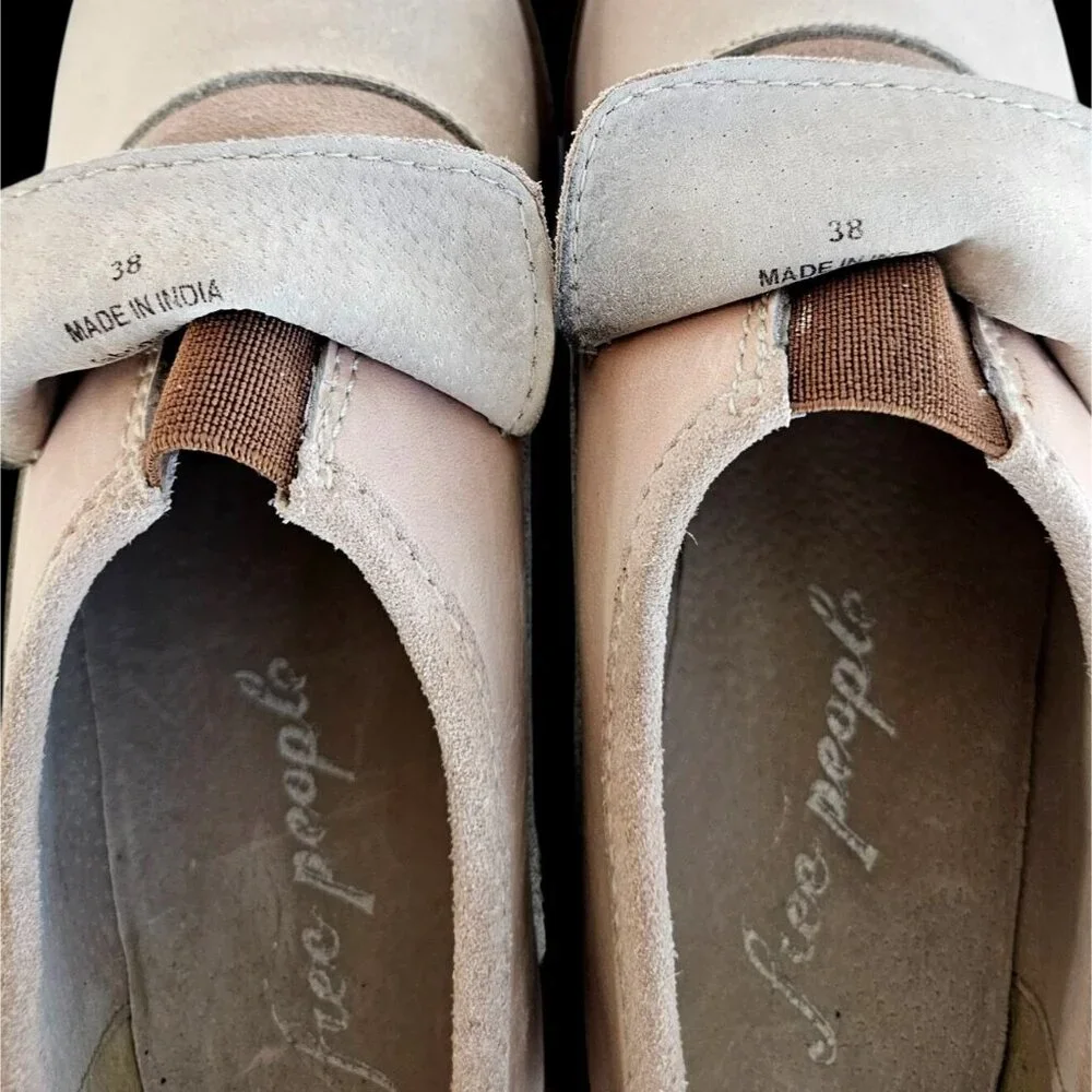 Free People Beige Leather Suede Loafers Women’s 38 Made in India - Picture 4 of 12